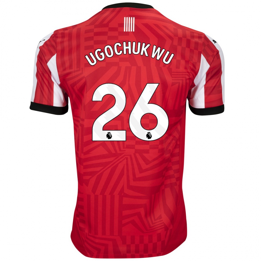 Kinderen Lesley Ugochukwu #26 Rood Wit Thuisshirt Thuistenue 2024/25 T-Shirt België