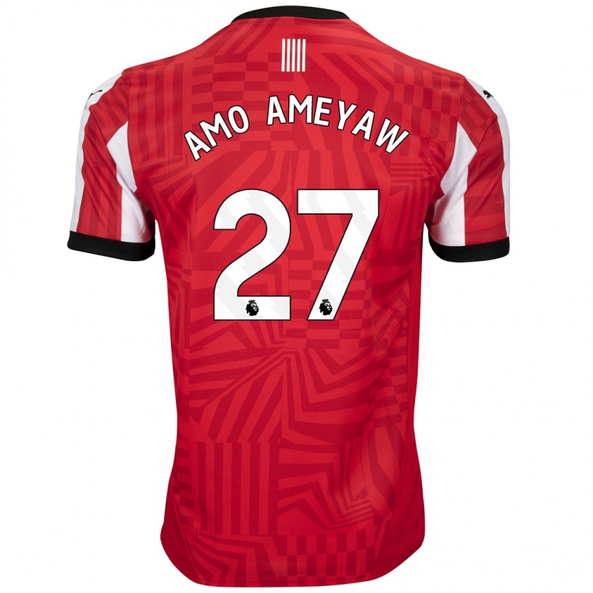 Enfant Maillot Samuel Amo-Ameyaw #27 Rouge Blanc Tenues Domicile 2024/25 T-Shirt Belgique