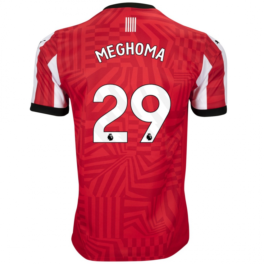 Enfant Maillot Jayden Meghoma #29 Rouge Blanc Tenues Domicile 2024/25 T-Shirt Belgique