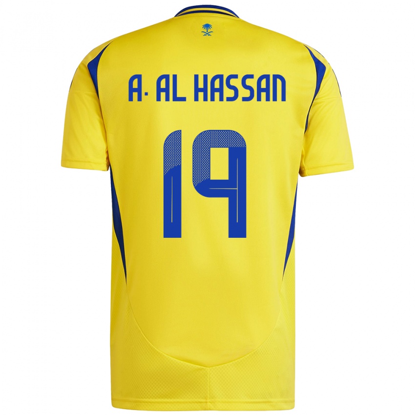 Kinderen Ali Al-Hassan #19 Geel Blauw Thuisshirt Thuistenue 2024/25 T-Shirt België