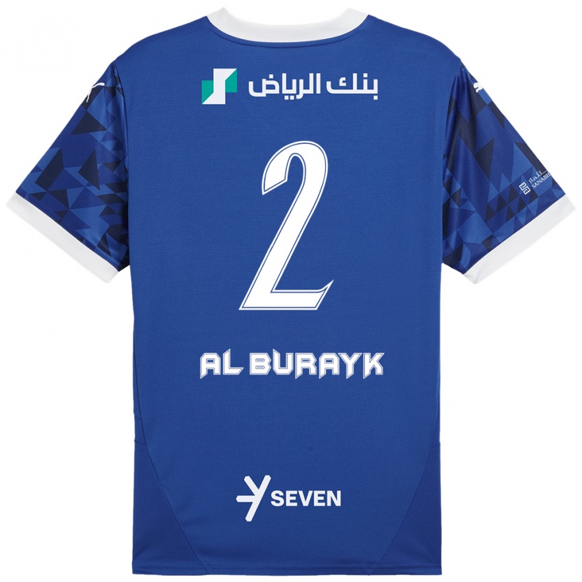 Enfant Maillot Mohammed Al-Burayk #2 Bleu Foncé Blanc Tenues Domicile 2024/25 T-Shirt Belgique