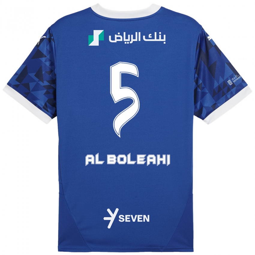 Enfant Maillot Ali Al-Boleahi #5 Bleu Foncé Blanc Tenues Domicile 2024/25 T-Shirt Belgique