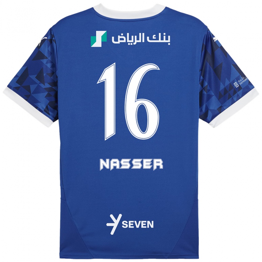 Enfant Maillot Nasser Al-Dawsari #16 Bleu Foncé Blanc Tenues Domicile 2024/25 T-Shirt Belgique