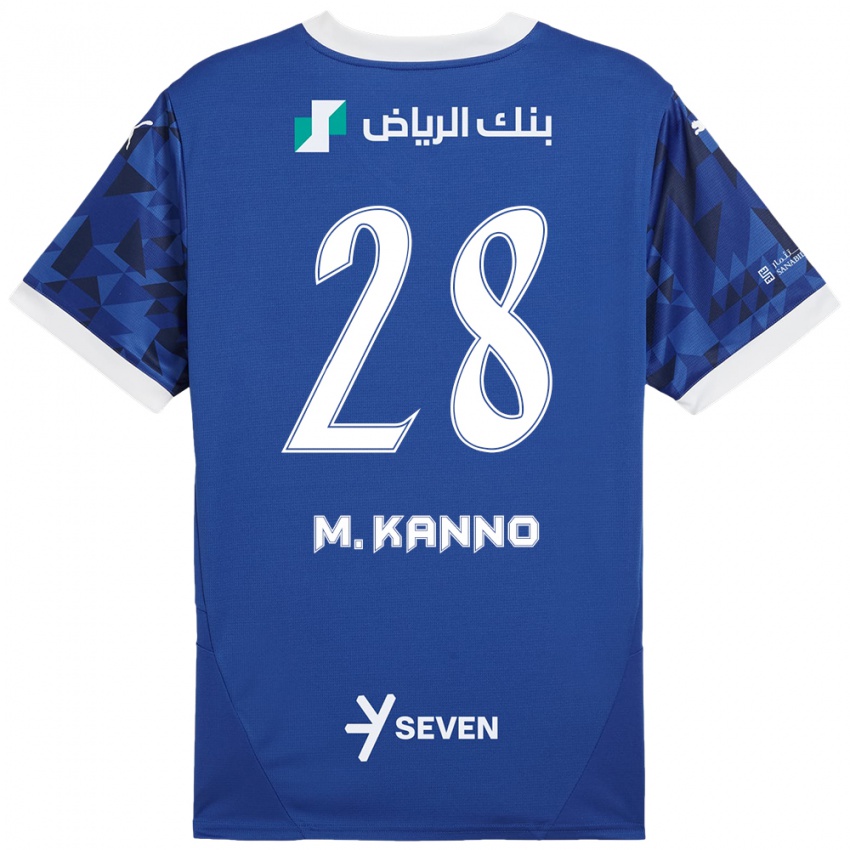 Enfant Maillot Mohamed Kanno #28 Bleu Foncé Blanc Tenues Domicile 2024/25 T-Shirt Belgique