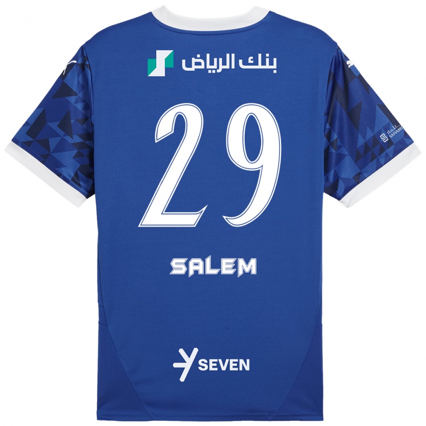 Enfant Maillot Salem Al-Dawsari #29 Bleu Foncé Blanc Tenues Domicile 2024/25 T-Shirt Belgique