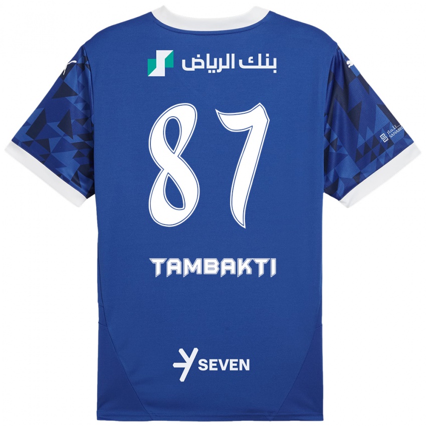 Enfant Maillot Hassan Tambakti #87 Bleu Foncé Blanc Tenues Domicile 2024/25 T-Shirt Belgique