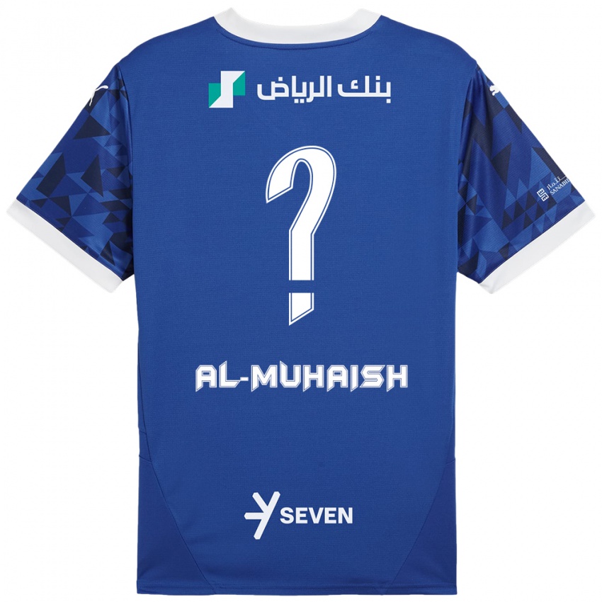 Enfant Maillot Mohammed Al-Muhaish #0 Bleu Foncé Blanc Tenues Domicile 2024/25 T-Shirt Belgique