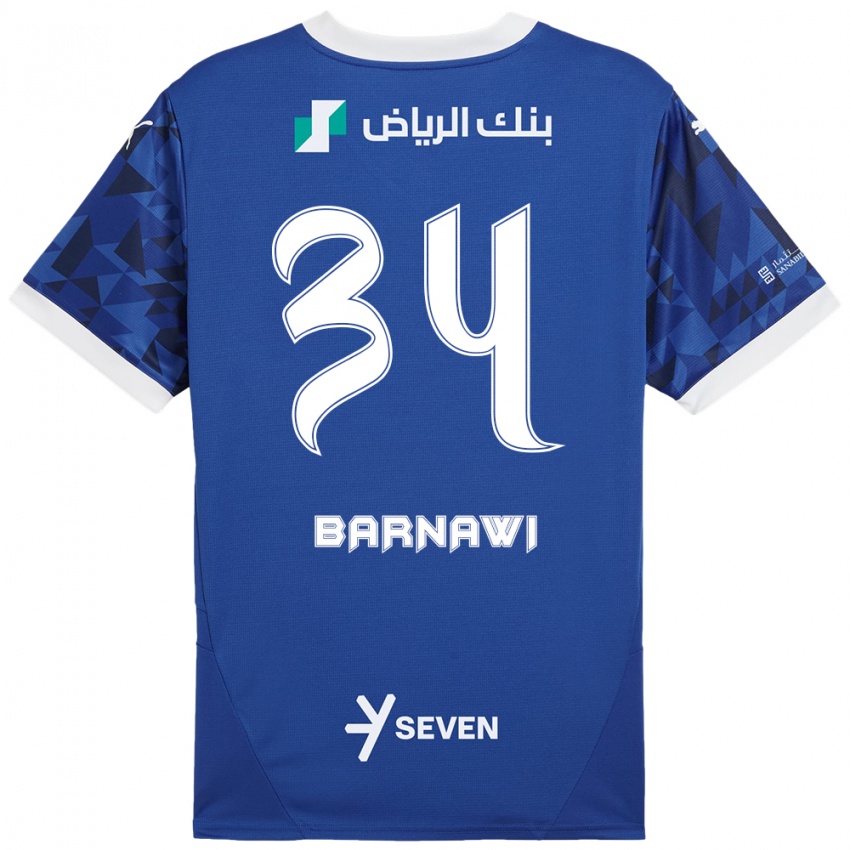 Enfant Maillot Saleh Barnawi #34 Bleu Foncé Blanc Tenues Domicile 2024/25 T-Shirt Belgique