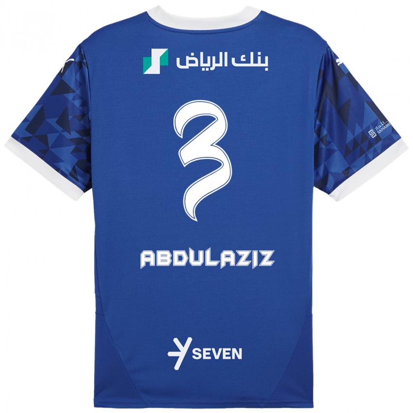 Enfant Maillot Al Jawhara Abdulaziz #3 Bleu Foncé Blanc Tenues Domicile 2024/25 T-Shirt Belgique