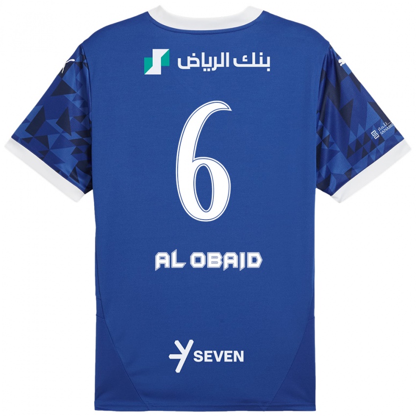 Enfant Maillot Lulu Al-Obaid #6 Bleu Foncé Blanc Tenues Domicile 2024/25 T-Shirt Belgique