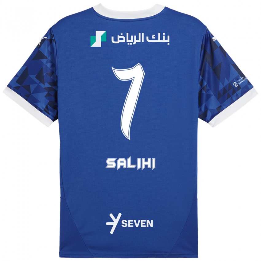 Enfant Maillot Shokhan Salihi #7 Bleu Foncé Blanc Tenues Domicile 2024/25 T-Shirt Belgique