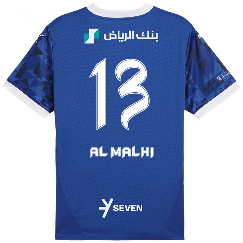 Enfant Maillot Al Muhra Al-Malhi #13 Bleu Foncé Blanc Tenues Domicile 2024/25 T-Shirt Belgique