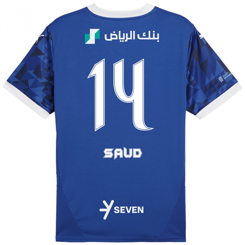 Enfant Maillot Nouf Saud #14 Bleu Foncé Blanc Tenues Domicile 2024/25 T-Shirt Belgique