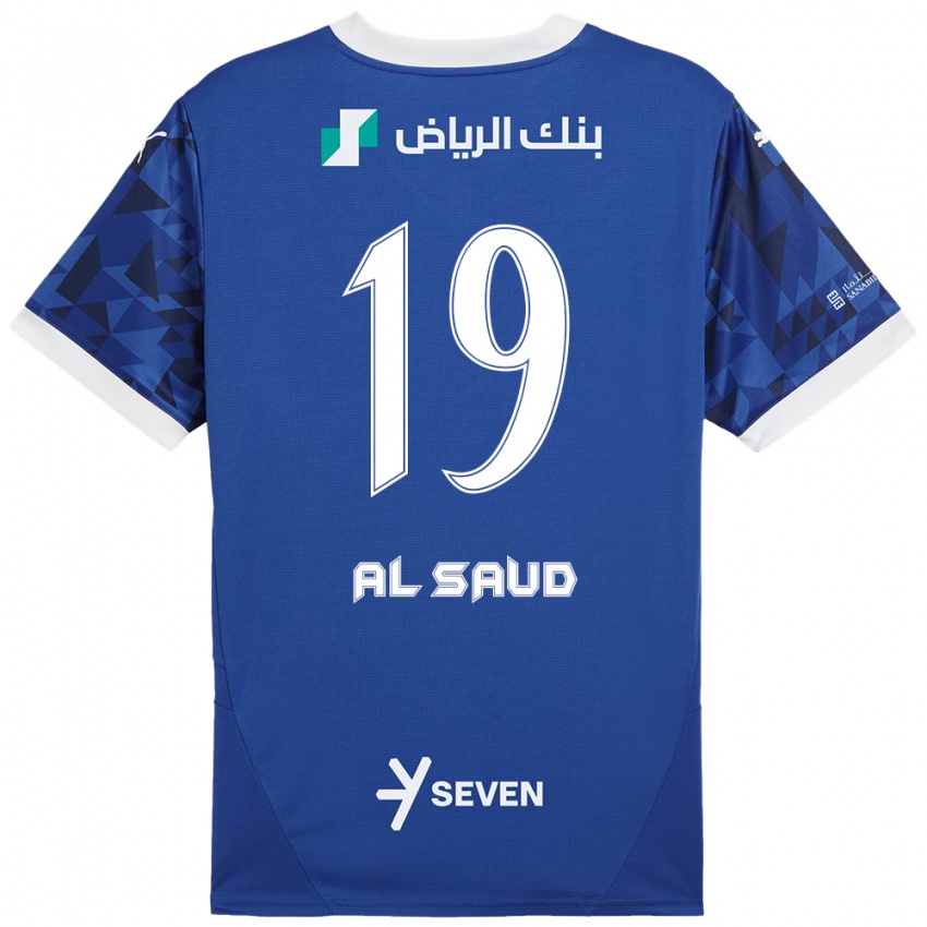 Enfant Maillot Manal Al Saud #19 Bleu Foncé Blanc Tenues Domicile 2024/25 T-Shirt Belgique