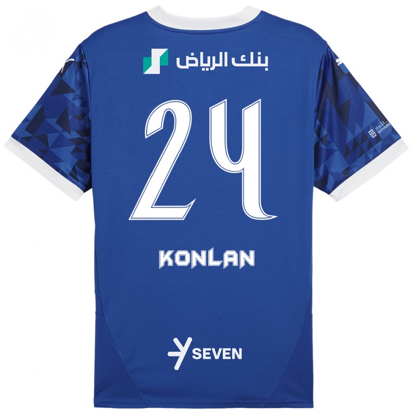 Enfant Maillot Cynthia Konlan #24 Bleu Foncé Blanc Tenues Domicile 2024/25 T-Shirt Belgique