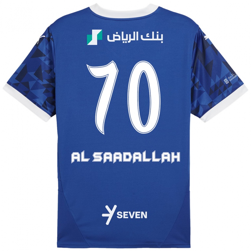 Enfant Maillot Hessa Al-Saadallah #70 Bleu Foncé Blanc Tenues Domicile 2024/25 T-Shirt Belgique