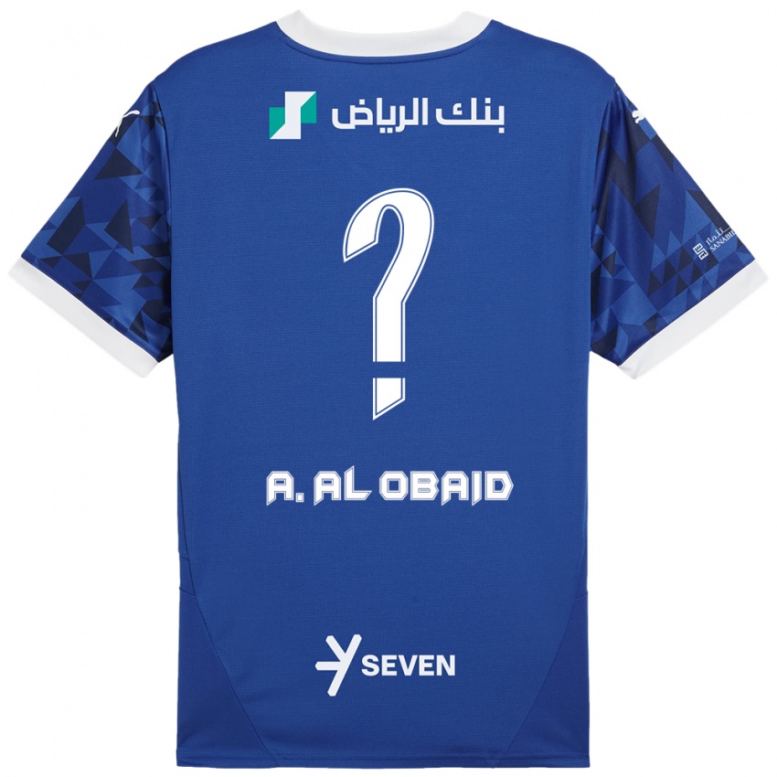 Enfant Maillot Abdulrahman Al-Obaid #0 Bleu Foncé Blanc Tenues Domicile 2024/25 T-Shirt Belgique