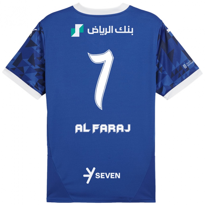 Enfant Maillot Salman Al-Faraj #7 Bleu Foncé Blanc Tenues Domicile 2024/25 T-Shirt Belgique