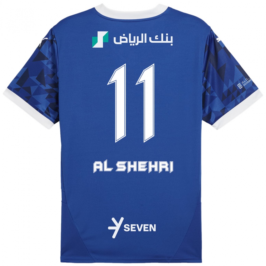 Enfant Maillot Saleh Al-Shehri #11 Bleu Foncé Blanc Tenues Domicile 2024/25 T-Shirt Belgique