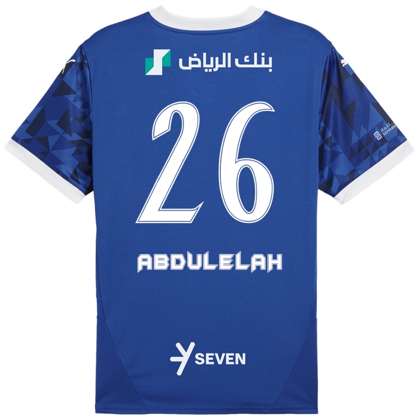 Enfant Maillot Abdulelah Al-Malki #26 Bleu Foncé Blanc Tenues Domicile 2024/25 T-Shirt Belgique