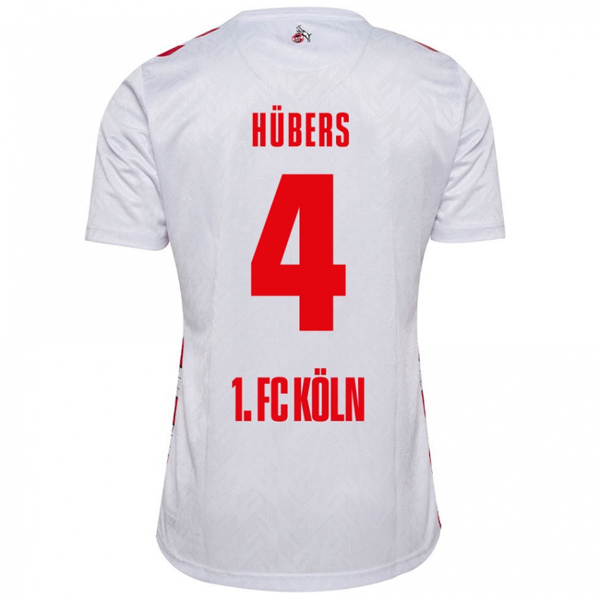 Enfant Maillot Timo Hübers #4 Blanc Rouge Tenues Domicile 2024/25 T-Shirt Belgique