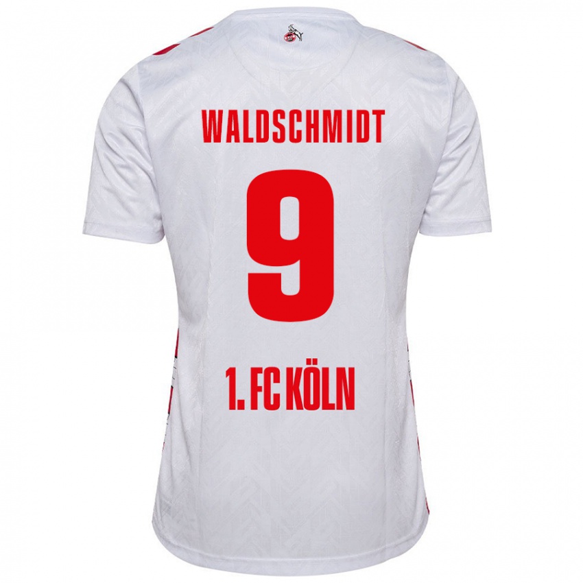 Enfant Maillot Luca Waldschmidt #9 Blanc Rouge Tenues Domicile 2024/25 T-Shirt Belgique