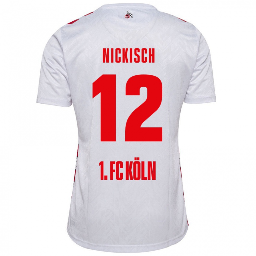 Enfant Maillot Jonas Nickisch #12 Blanc Rouge Tenues Domicile 2024/25 T-Shirt Belgique