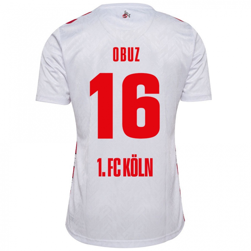 Enfant Maillot Marvin Obuz #16 Blanc Rouge Tenues Domicile 2024/25 T-Shirt Belgique