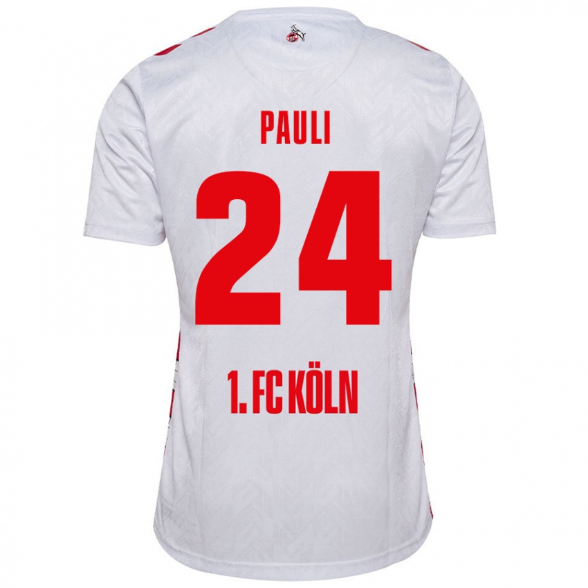 Enfant Maillot Julian Pauli #24 Blanc Rouge Tenues Domicile 2024/25 T-Shirt Belgique