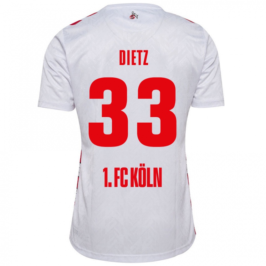 Enfant Maillot Florian Dietz #33 Blanc Rouge Tenues Domicile 2024/25 T-Shirt Belgique