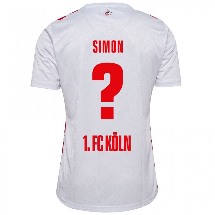 Enfant Maillot Josias Simon #0 Blanc Rouge Tenues Domicile 2024/25 T-Shirt Belgique