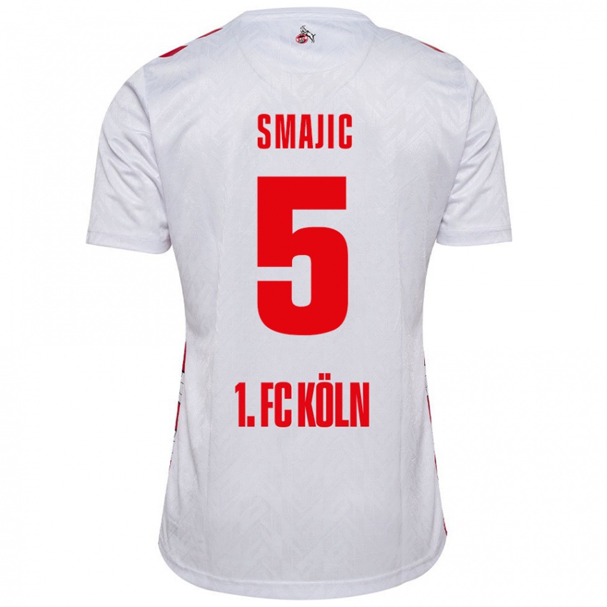 Enfant Maillot Rijad Smajic #5 Blanc Rouge Tenues Domicile 2024/25 T-Shirt Belgique