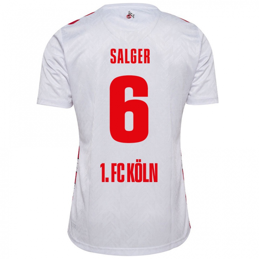 Enfant Maillot Stephan Salger #6 Blanc Rouge Tenues Domicile 2024/25 T-Shirt Belgique