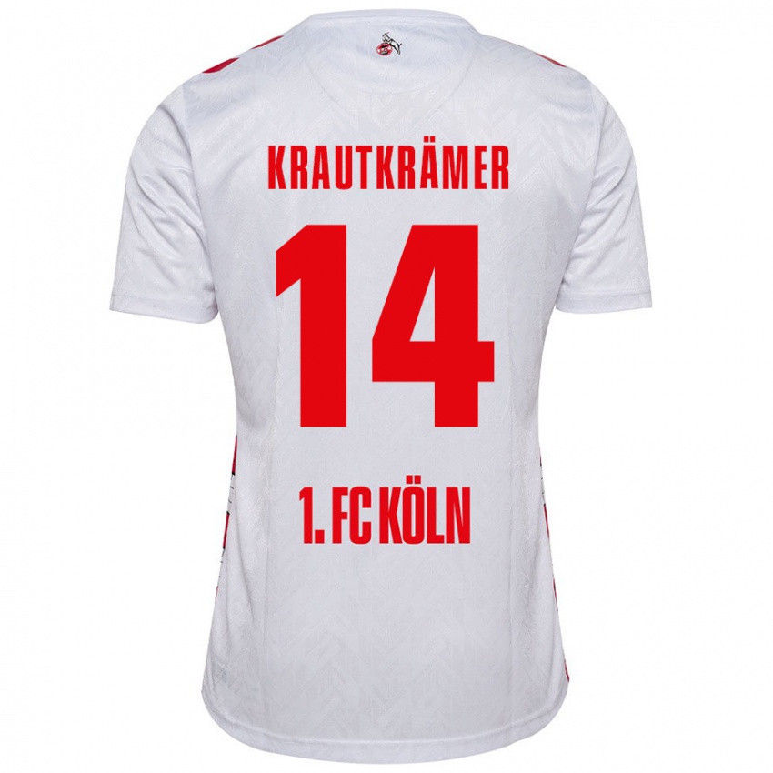 Enfant Maillot Jakob Krautkrämer #14 Blanc Rouge Tenues Domicile 2024/25 T-Shirt Belgique