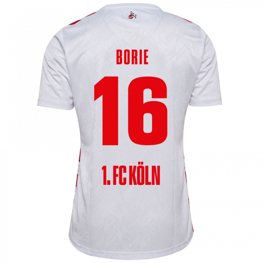 Enfant Maillot Etienne Borie #16 Blanc Rouge Tenues Domicile 2024/25 T-Shirt Belgique