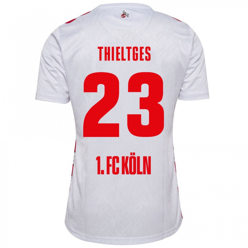 Enfant Maillot Phil Thieltges #23 Blanc Rouge Tenues Domicile 2024/25 T-Shirt Belgique