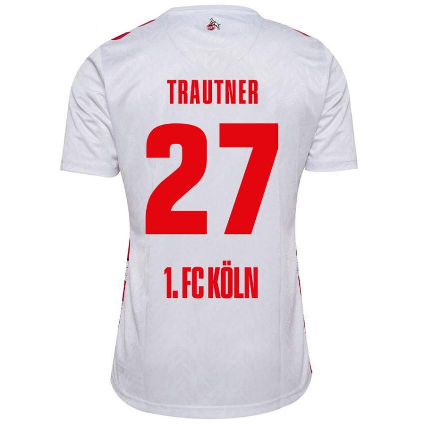 Enfant Maillot Tobias Trautner #27 Blanc Rouge Tenues Domicile 2024/25 T-Shirt Belgique