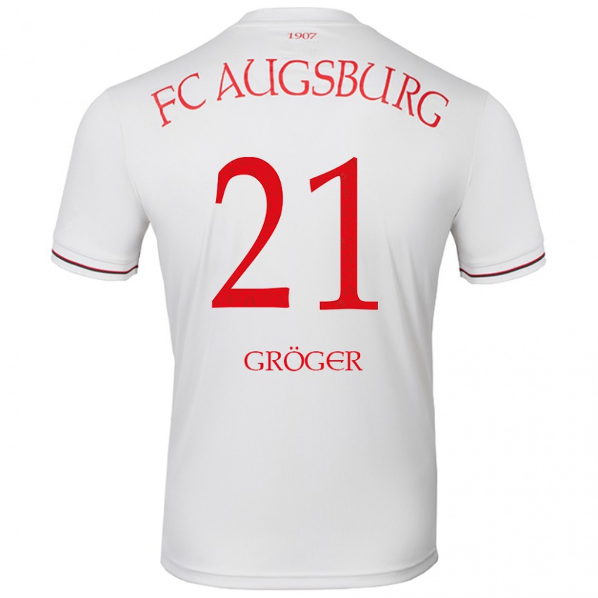 Enfant Maillot Elias Gröger #21 Blanc Tenues Domicile 2024/25 T-Shirt Belgique