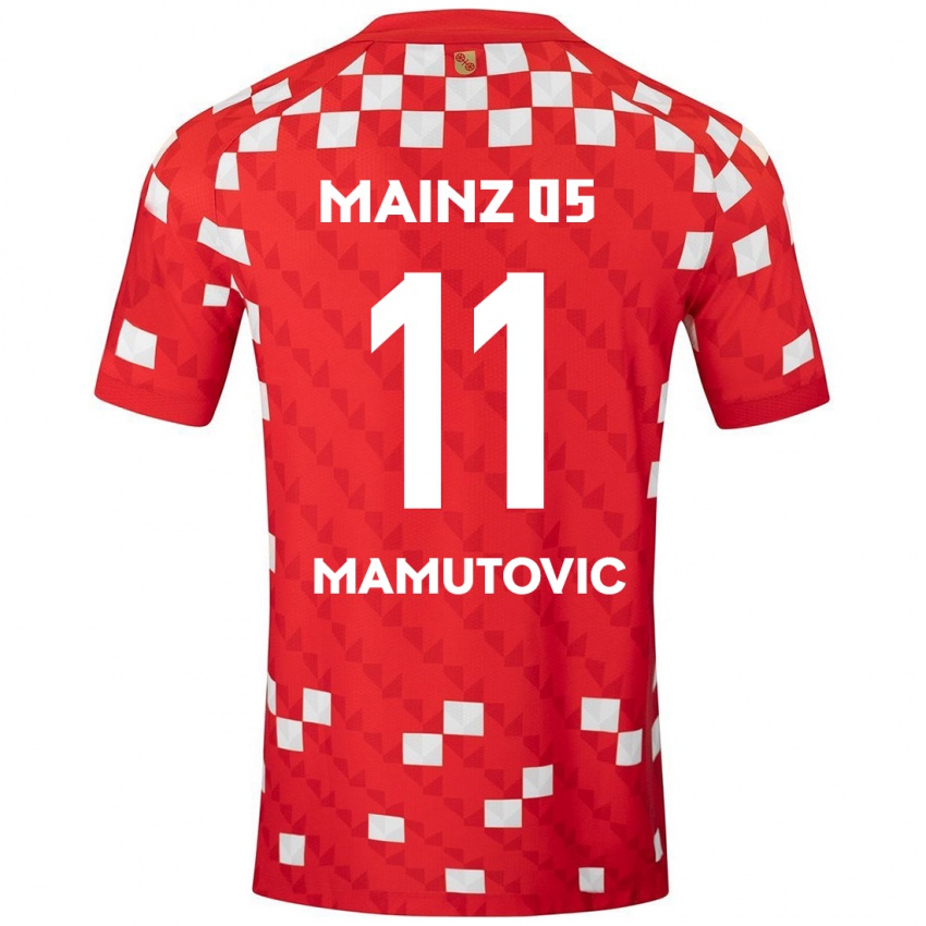 Kinderen David Mamutovic #11 Wit Rood Thuisshirt Thuistenue 2024/25 T-Shirt België