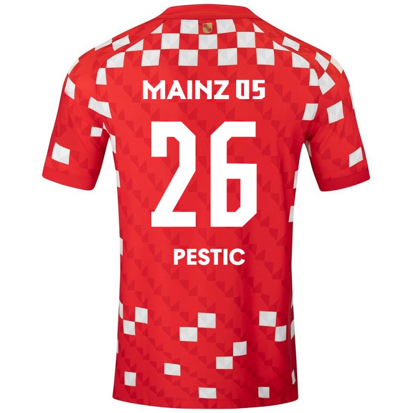 Kinderen Dominik Pestic #26 Wit Rood Thuisshirt Thuistenue 2024/25 T-Shirt België