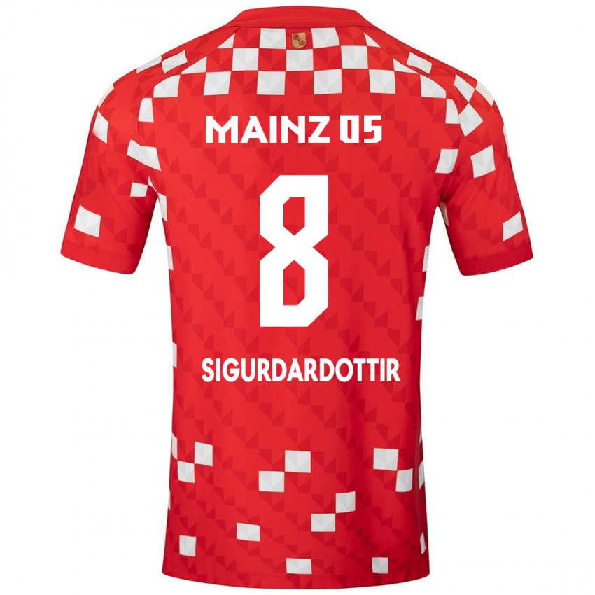 Kinderen Heiðrún Sigurðardóttir #8 Wit Rood Thuisshirt Thuistenue 2024/25 T-Shirt België