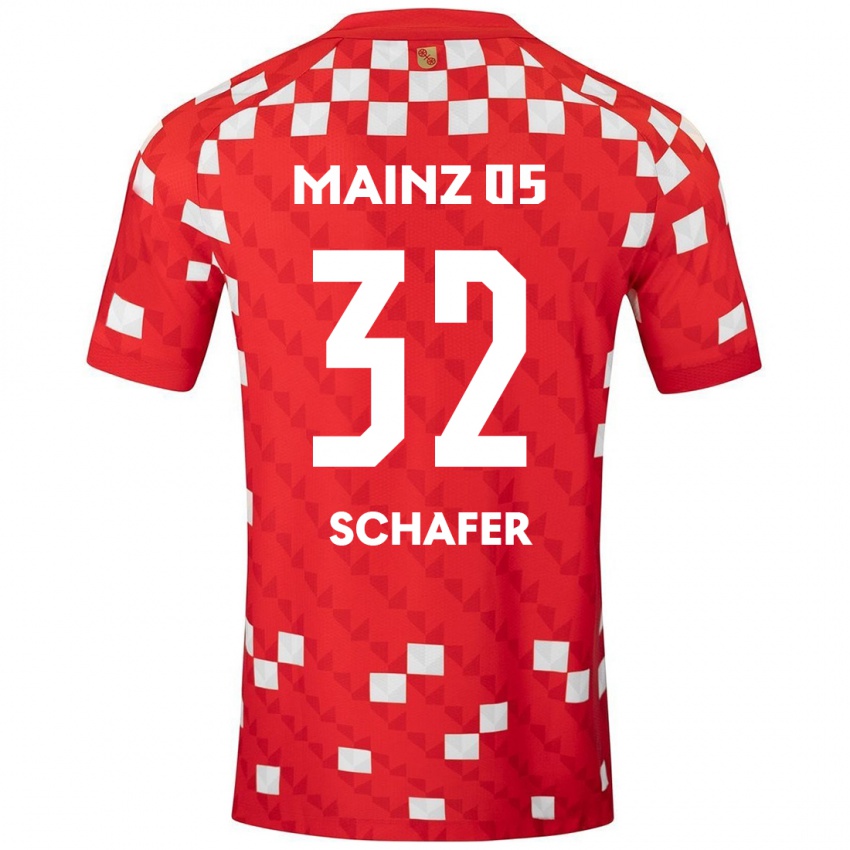 Enfant Maillot Ann-Christin Schäfer #32 Blanc Rouge Tenues Domicile 2024/25 T-Shirt Belgique