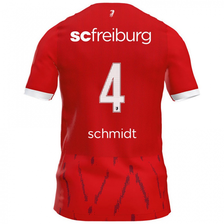 Enfant Maillot Kenneth Schmidt #4 Rouge Tenues Domicile 2024/25 T-Shirt Belgique