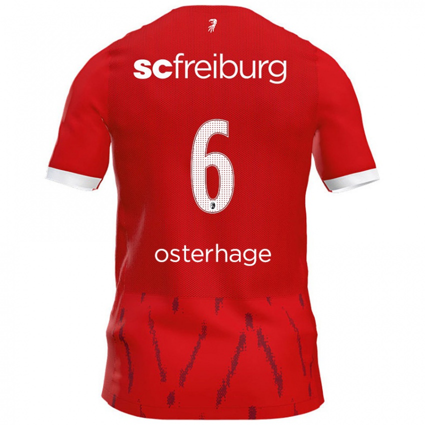 Enfant Maillot Patrick Osterhage #6 Rouge Tenues Domicile 2024/25 T-Shirt Belgique