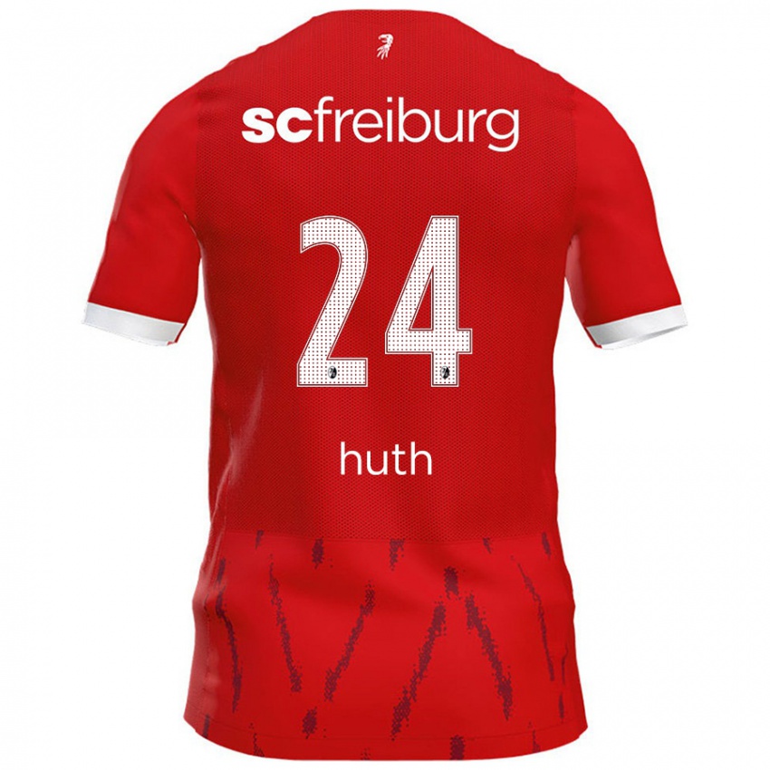 Enfant Maillot Jannik Huth #24 Rouge Tenues Domicile 2024/25 T-Shirt Belgique