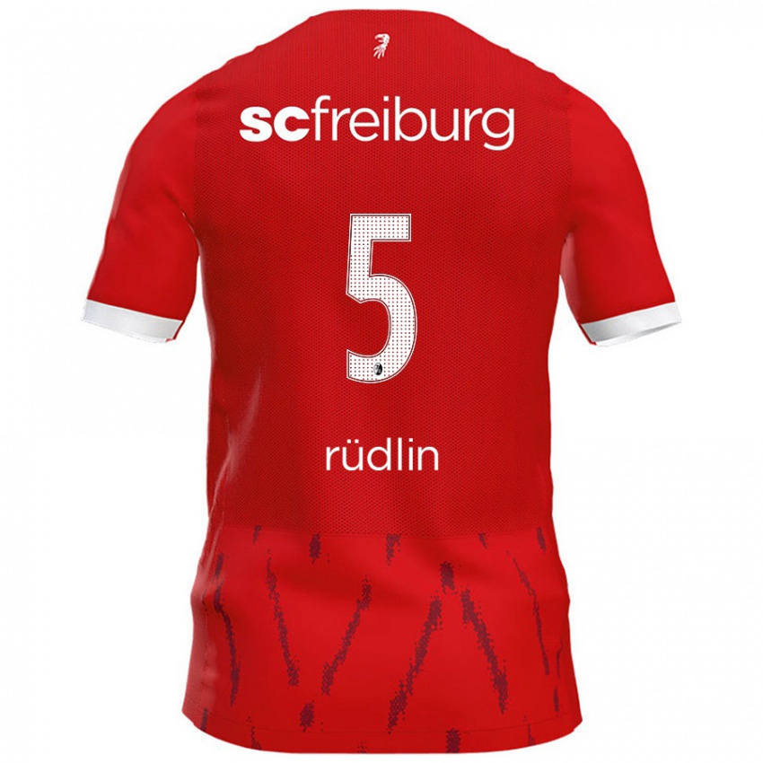 Enfant Maillot Fabian Rüdlin #5 Rouge Tenues Domicile 2024/25 T-Shirt Belgique