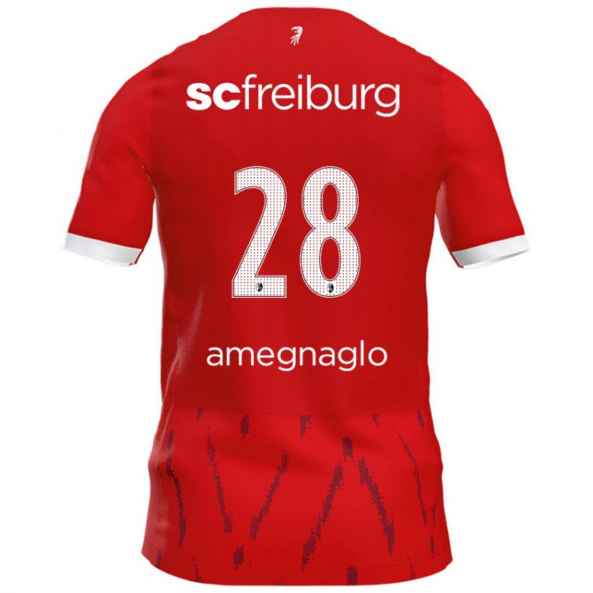 Enfant Maillot David Amegnaglo #28 Rouge Tenues Domicile 2024/25 T-Shirt Belgique