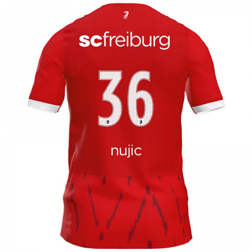 Enfant Maillot Luka Nujic #36 Rouge Tenues Domicile 2024/25 T-Shirt Belgique