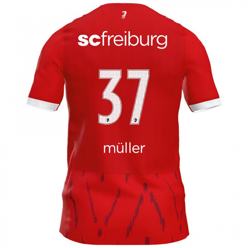 Enfant Maillot Ruben Müller #37 Rouge Tenues Domicile 2024/25 T-Shirt Belgique