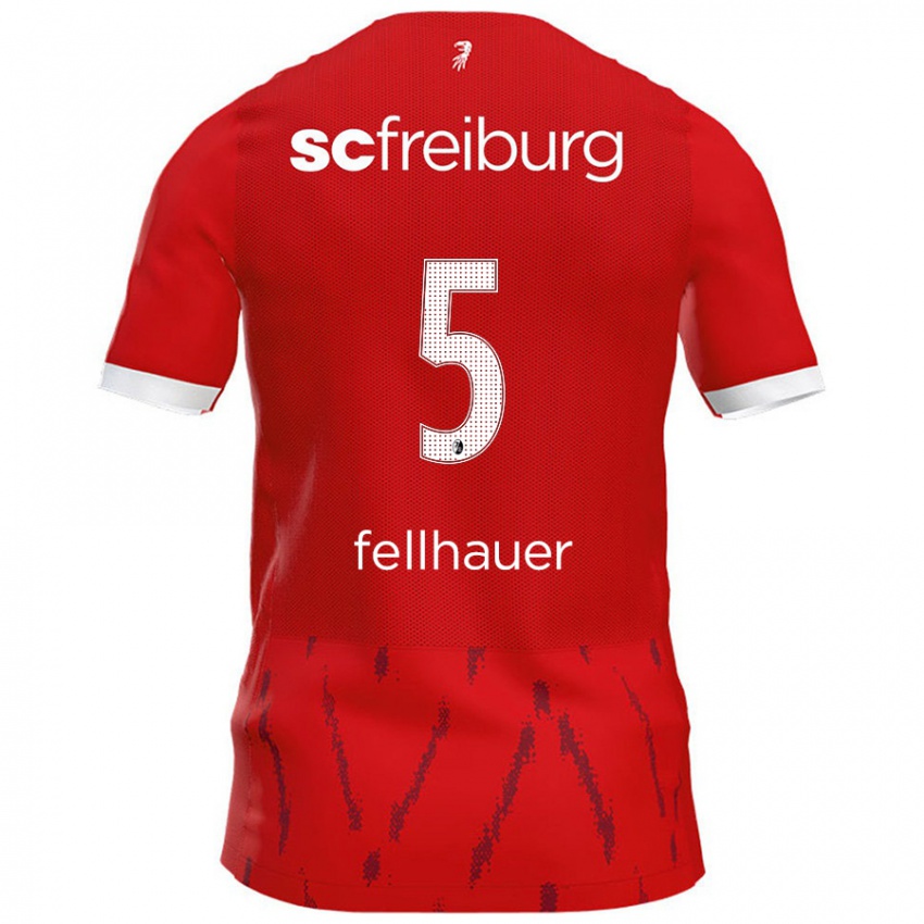 Enfant Maillot Kim Fellhauer #5 Rouge Tenues Domicile 2024/25 T-Shirt Belgique